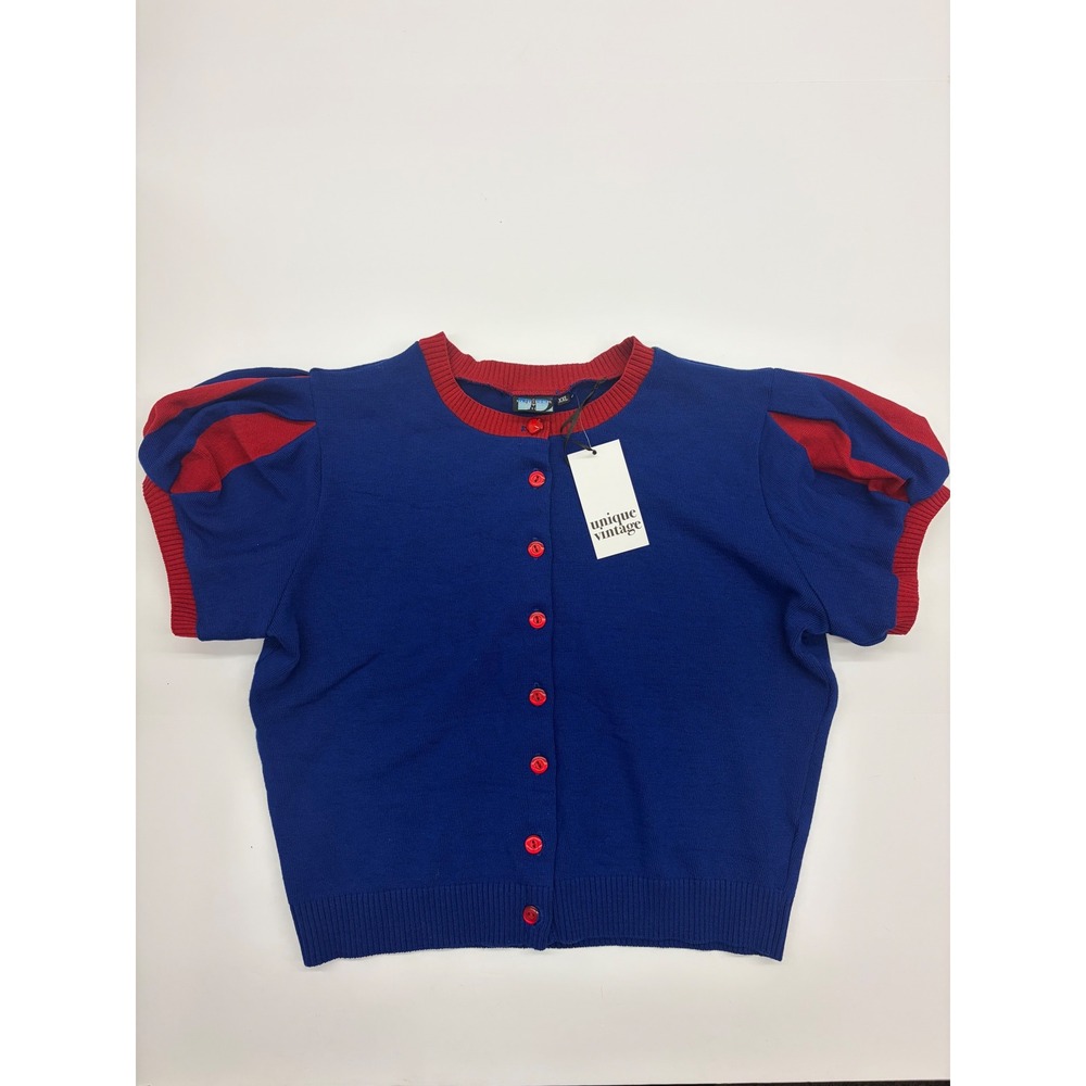 Elhoffer Design Puff Sleeve Cardigan Snow White Inspired XXL NWT New Blue